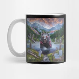 watercolor zombie bear in lake with horns Mug